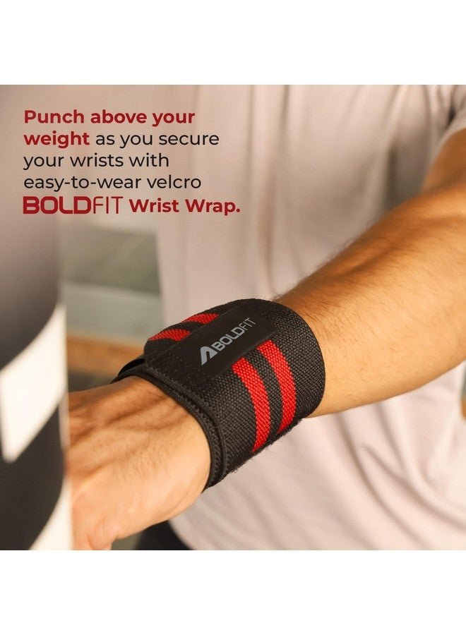 Boldfit Cotton Wrist Band for Men & Women, Wrist Supporter for Gym Wrist Wrap/Straps Gym Accessories for Men for Hand Grip & Wrist Support While Workout (Red - Black) - Image 4