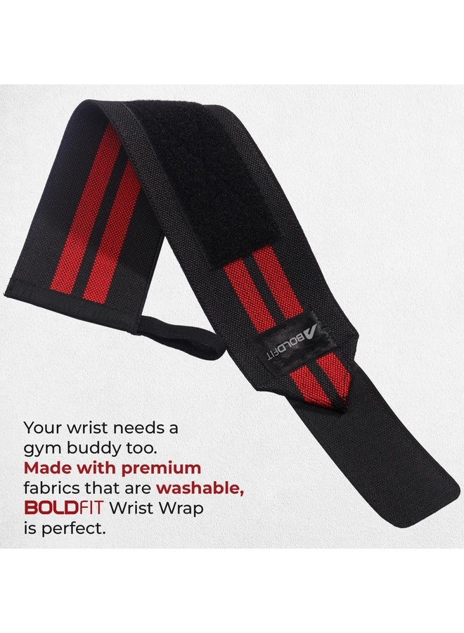 Boldfit Cotton Wrist Band for Men & Women, Wrist Supporter for Gym Wrist Wrap/Straps Gym Accessories for Men for Hand Grip & Wrist Support While Workout (Red - Black) - Image 3