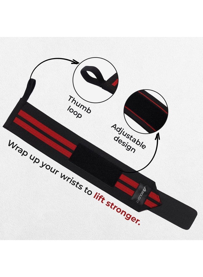 Boldfit Cotton Wrist Band for Men & Women, Wrist Supporter for Gym Wrist Wrap/Straps Gym Accessories for Men for Hand Grip & Wrist Support While Workout (Red - Black) - Image 2