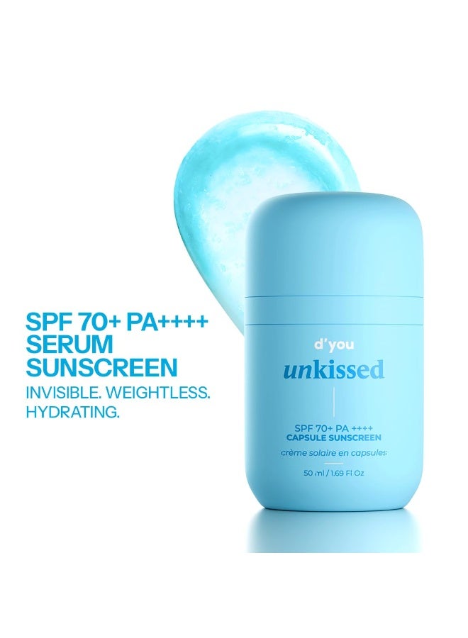 d'you unkissed Serum Sunscreen Broad Spectrum SPF 70+ & PA++++ No Whitecast Hydrating & Cooling 14 Soothing Plant Extracts 50ml - Image 3
