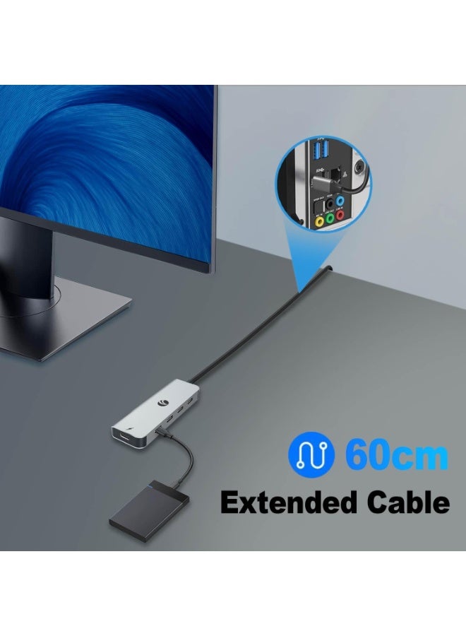 VCOM 10Gbps USB C Hub，5 Ports USB C Splitter with 100W Power Delivery，Portable USB C Multiport Adapter Compatible with MacBook Pro/Air, Surface Pro, Dell, HP, Microsoft, Not Support Monitor (Gray) - Image 3