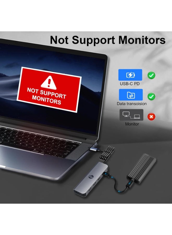 VCOM 10Gbps USB C Hub，5 Ports USB C Splitter with 100W Power Delivery，Portable USB C Multiport Adapter Compatible with MacBook Pro/Air, Surface Pro, Dell, HP, Microsoft, Not Support Monitor (Gray) - Image 2