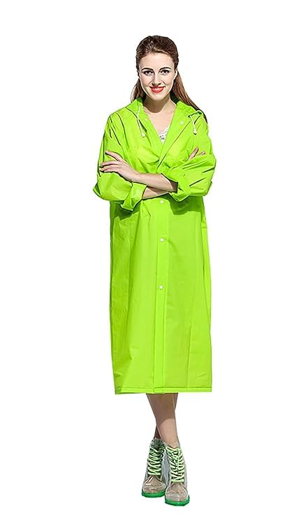 Krystle Waterproof Rain Coat Hooded Universal Outdoor Water Resistant Rainwear Suit for Men Women Boys & Girls (Pack of 1) (Universal, Green) - Image 2