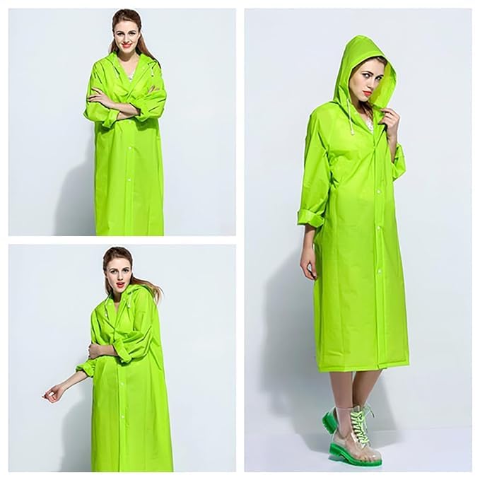 Krystle Waterproof Rain Coat Hooded Universal Outdoor Water Resistant Rainwear Suit for Men Women Boys & Girls (Pack of 1) (Universal, Green) - Image 4