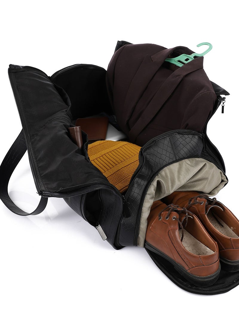 Crossland CROSSLAND Multifunctional Convertible Garment Duffel Bag Suit Storage Bag With Shoe Pouch Large Capacity Carry On Luggage For Travel -Black  - Image 4