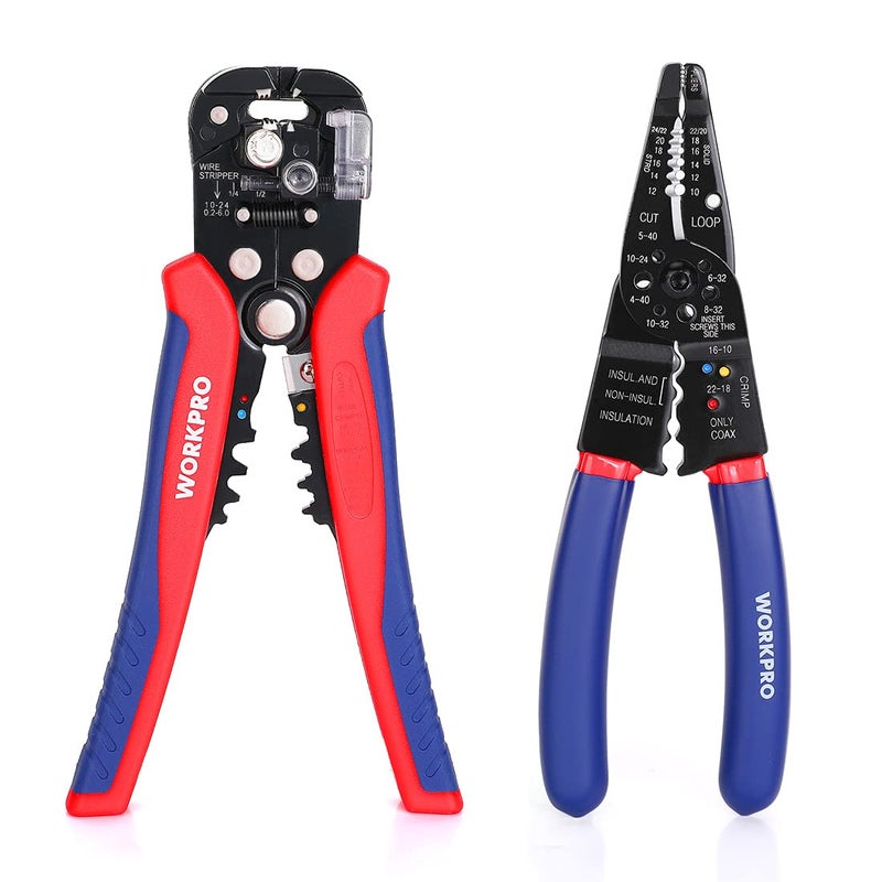 WORKPRO Wire Stripper Set, 8-Inch Multi-Tool Stripper and 8-Inch Self-Adjusting Wire Stripper Set for Stripping, Cutting and Crimping - Image 1