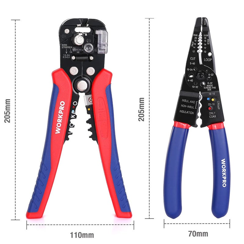 WORKPRO Wire Stripper Set, 8-Inch Multi-Tool Stripper and 8-Inch Self-Adjusting Wire Stripper Set for Stripping, Cutting and Crimping - Image 2