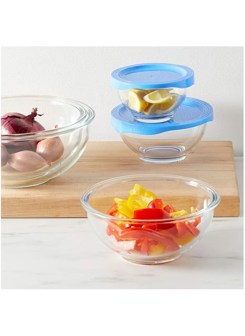 MileMelo - Superior Glass Mixing Bowls with Lids - 5-Piece Mixing Bowl Set with BPA-Free lids, Space-Saving Nesting Bowls - Easy Grip & Stable Design for Meal Prep & Food Storage -Glass bowl For Cooking, Baking - Image 1