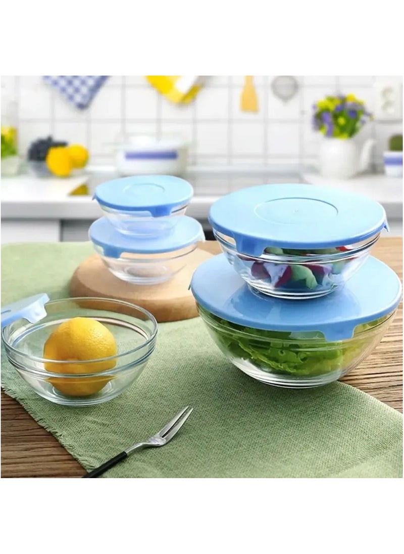 MileMelo - Superior Glass Mixing Bowls with Lids - 5-Piece Mixing Bowl Set with BPA-Free lids, Space-Saving Nesting Bowls - Easy Grip & Stable Design for Meal Prep & Food Storage -Glass bowl For Cooking, Baking - Image 1