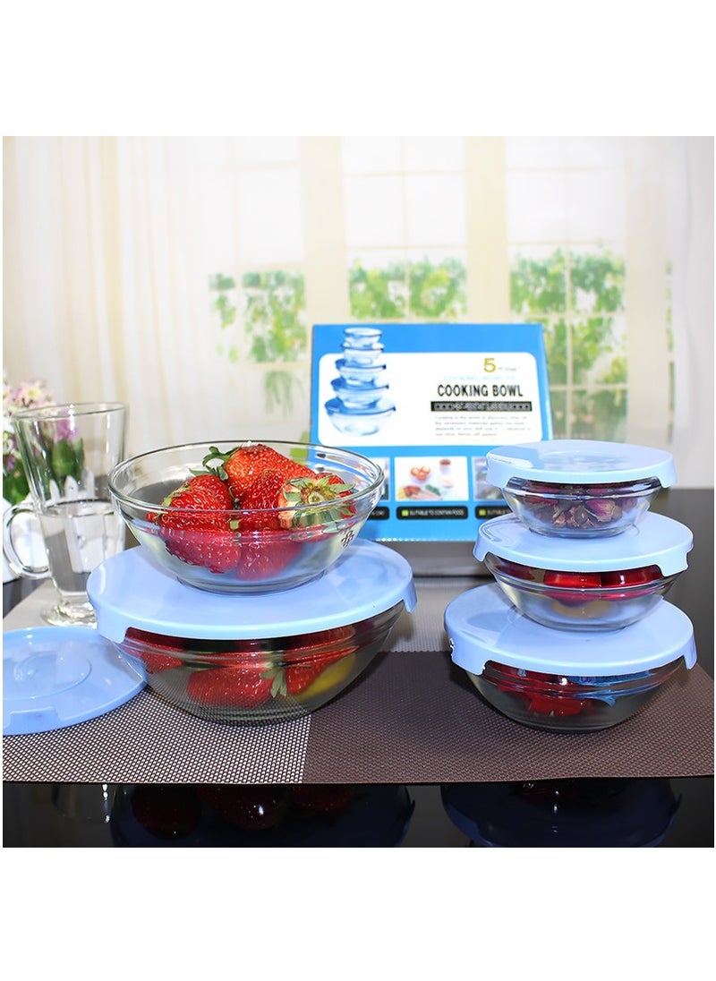 MileMelo - Superior Glass Mixing Bowls with Lids - 5-Piece Mixing Bowl Set with BPA-Free lids, Space-Saving Nesting Bowls - Easy Grip & Stable Design for Meal Prep & Food Storage -Glass bowl For Cooking, Baking - Image 1
