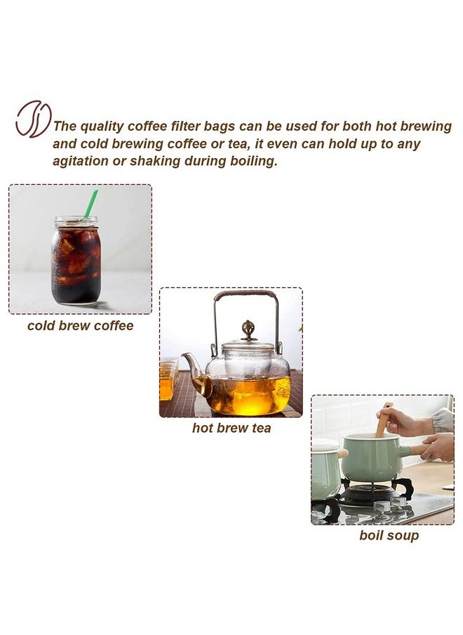 HRX Package - 50pcs No Mess Cold Brew Bags, 4x6 inch Disposable Coffee Filter Bag Fine Mesh Brewing Drawstring Pouches for Iced Coffee Hot Tea Herb Spice - Image 1
