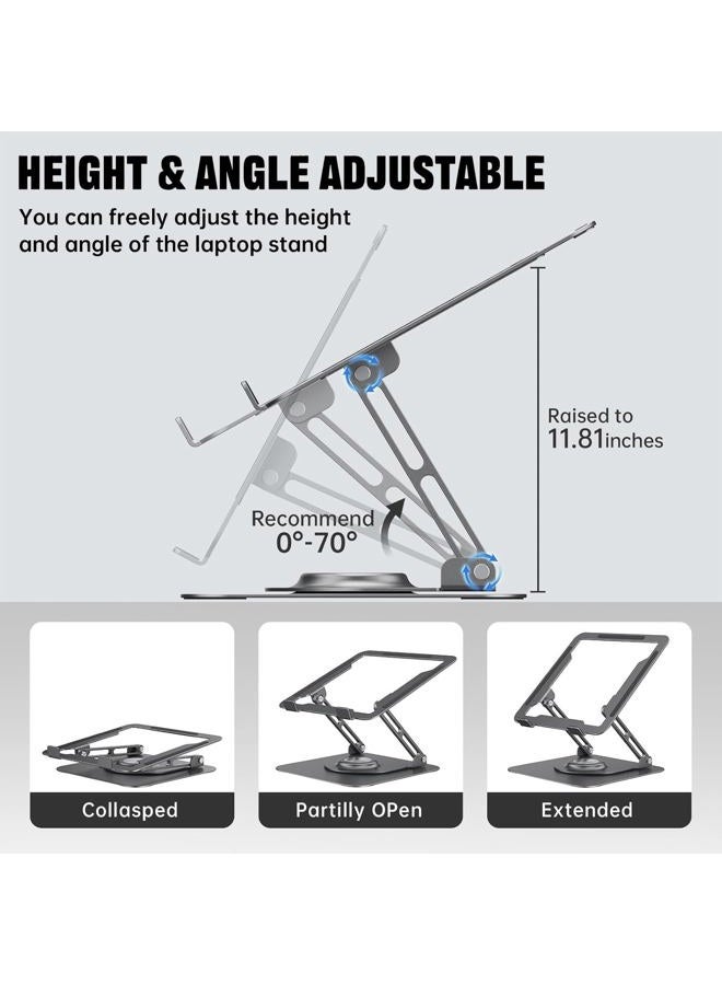 JOYEKY Laptop Stand for Desk, Adjustable Computer Stand with 360° Rotating Base, Ergonomic Laptop Riser for Collaborative Work, Foldable & Portable Laptop Stand, fits for All 10-16" Laptops - Image 4