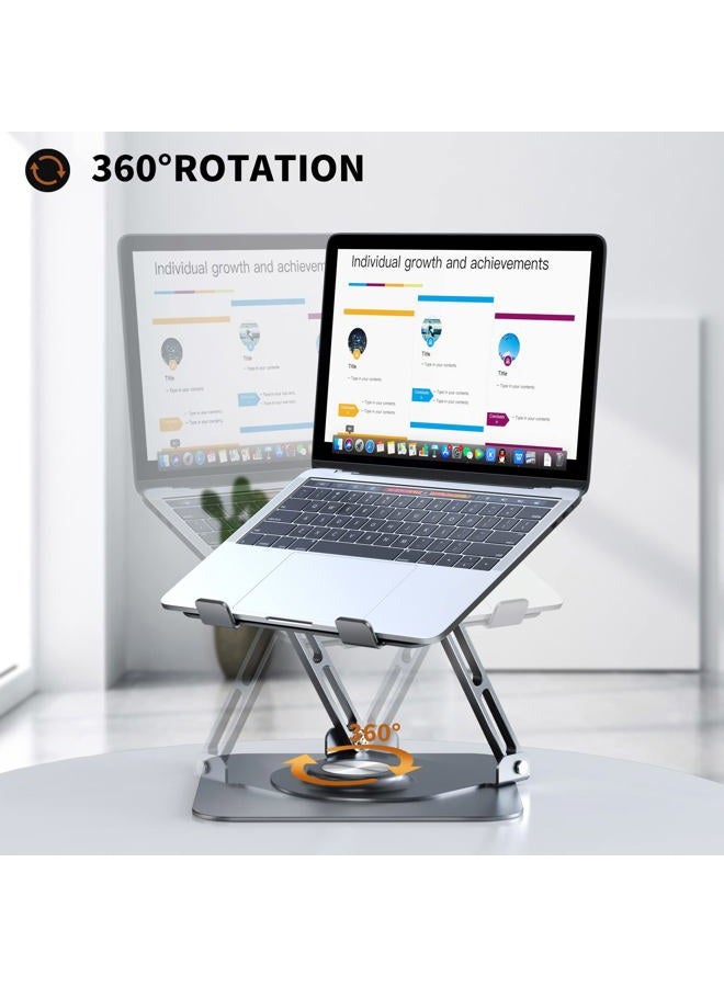 JOYEKY Laptop Stand for Desk, Adjustable Computer Stand with 360° Rotating Base, Ergonomic Laptop Riser for Collaborative Work, Foldable & Portable Laptop Stand, fits for All 10-16" Laptops - Image 2