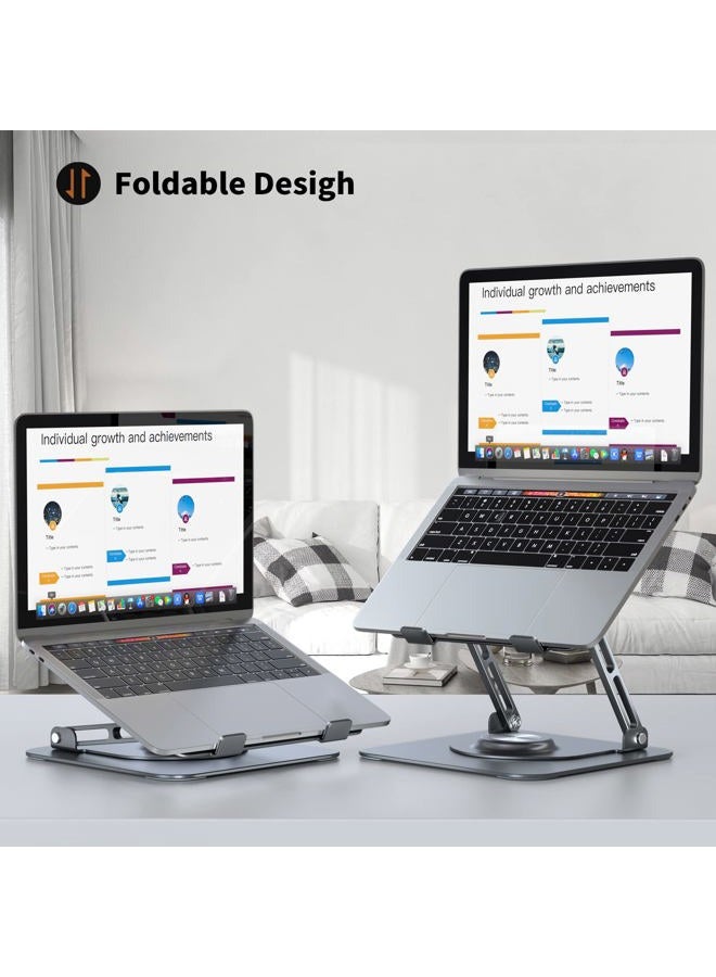 JOYEKY Laptop Stand for Desk, Adjustable Computer Stand with 360° Rotating Base, Ergonomic Laptop Riser for Collaborative Work, Foldable & Portable Laptop Stand, fits for All 10-16" Laptops - Image 3