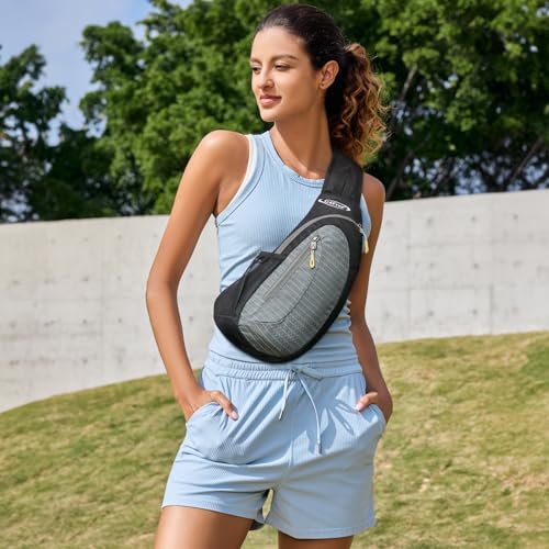 G4Free G4Free Sling Bag, Casual Cross Body Bag Outdoor Shoulder Backpack Chest Pack with One Adjustable Strap for Men Cycling Hiking(Black-Grey) - Image 2