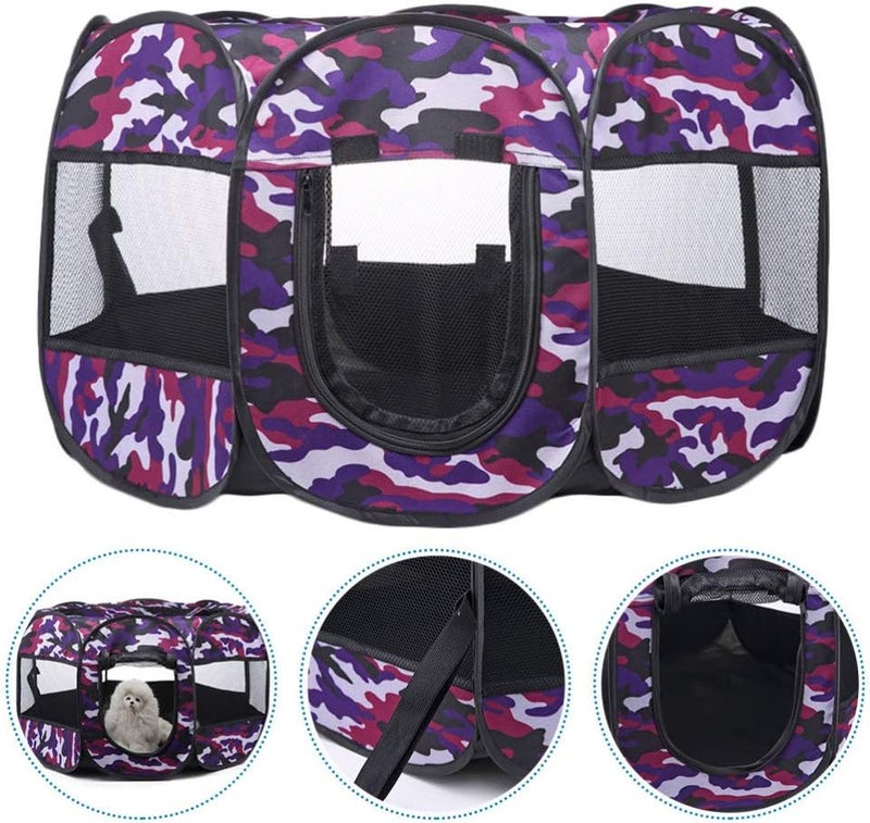 klarako Pet Tent Outdoor Dog Mesh Fence Cat Playpen Mesh Fencing Outdoor Camping Tent Enclosures & Steps Indoor Dog House Pet Supplies Mesh Dog Pen Sport Tent Purple Baby Pet Box - Image 3