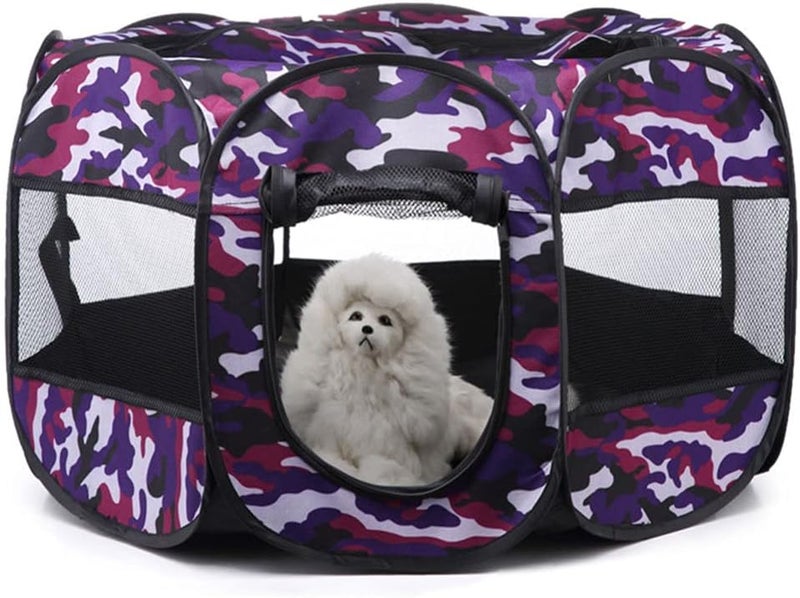 klarako Pet Tent Outdoor Dog Mesh Fence Cat Playpen Mesh Fencing Outdoor Camping Tent Enclosures & Steps Indoor Dog House Pet Supplies Mesh Dog Pen Sport Tent Purple Baby Pet Box - Image 1
