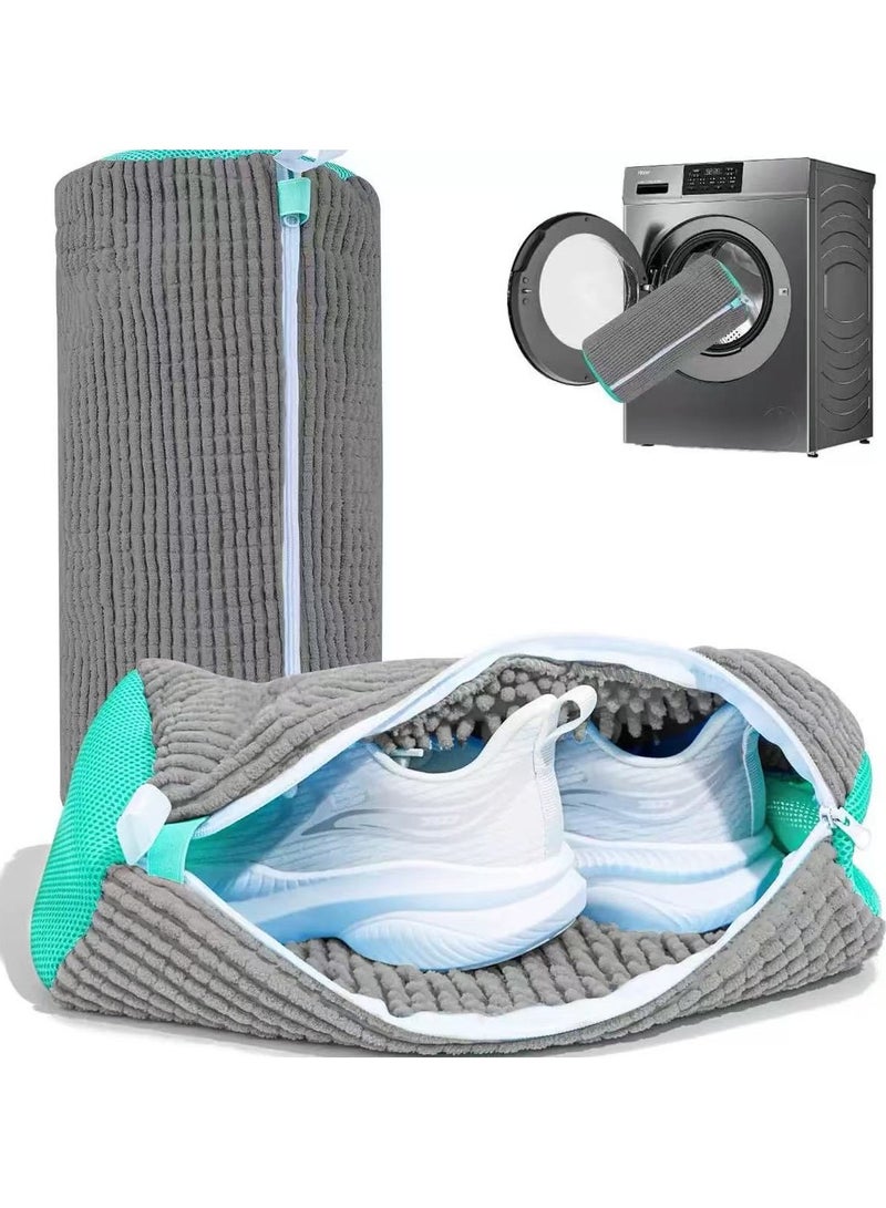 Shoe Washing Bag for Washing Machine, 2 Pack Portable Shoe Care Bag Shoe Bag Washing Machine, Deep Cleaning Shoe Bag, Reusable Shoe Washing Bag for All Shoe Types and Sizes, Grey - Image 1