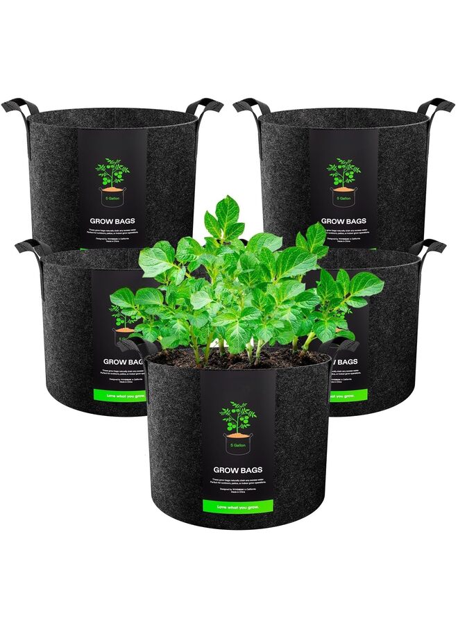 5PCS Plant Grow Bags 7 Gallon, 300G Heavy Duty Thickened Nonwoven Grow Pots with Handles Fabric Growing Bags, Planting Bags for Vegetables Fruits Flowers - Image 1