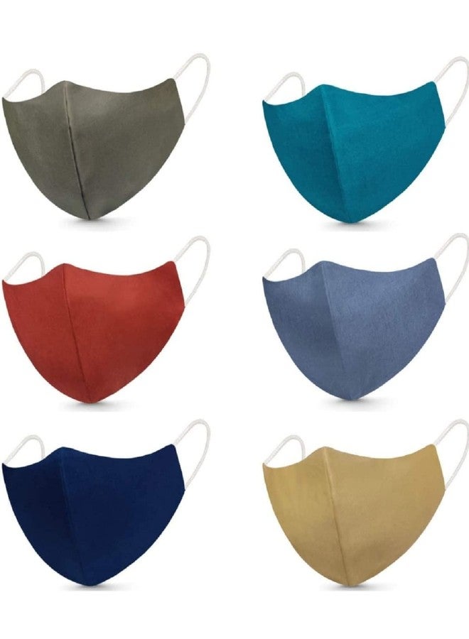 ClearChoice:- Soft Cloth Face Mask,Washable Unisex Face Cover Mask for Adult Men Women girls(Combo)(Multi color)(Pack of 6) - Image 1
