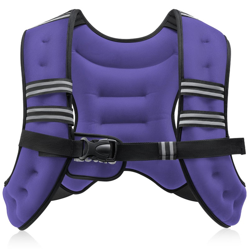 ZELUS Weighted Vest, 6lb/8lb/12lb/16lb/20lb/25lb/30lb Weight Vest with Reflective Stripe for Workout, Strength Training, Running, Fitness, Muscle Building, Weight Loss, Weightlifting, Violet(8 lb) - Image 1