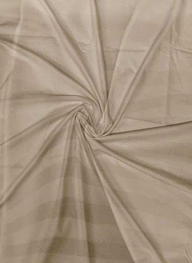 Cool Dealzz 100% Cotton 300tc Queen Size Beige Striped Double Bedsheet with 2 Pillow Covers - Image 2
