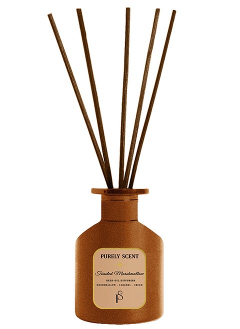 Toasted Marshmallow Reed Diffuser – Large 200ML Long Lasting Home Fragrance Diffuser – Sweet Marshmallow & Vanilla Essential Oil Reed Diffuser – Cozy Winter Aromatherapy Decor