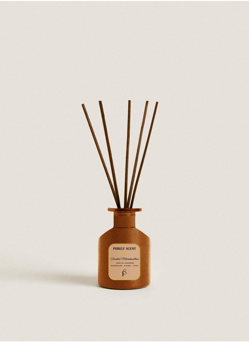 Toasted Marshmallow Reed Diffuser – Large 200ML Long Lasting Home Fragrance Diffuser – Sweet Marshmallow & Vanilla Essential Oil Reed Diffuser – Cozy Winter Aromatherapy Decor