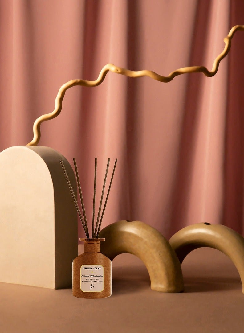 PURELY SCENT Toasted Marshmallow Reed Diffuser – 200ML | Sweet Vanilla, Caramel & Sugar Aroma | Long-Lasting Home Fragrance - Image 2