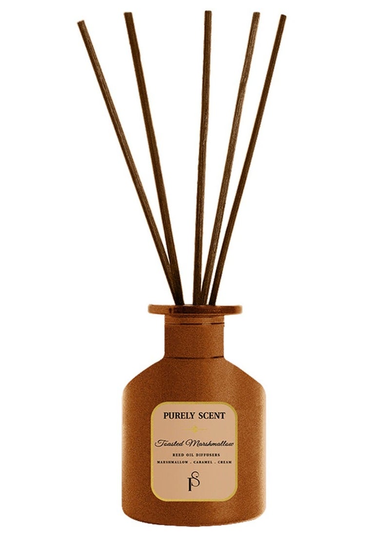 PURELY SCENT Toasted Marshmallow Reed Diffuser – 200ML | Sweet Vanilla, Caramel & Sugar Aroma | Long-Lasting Home Fragrance - Image 1