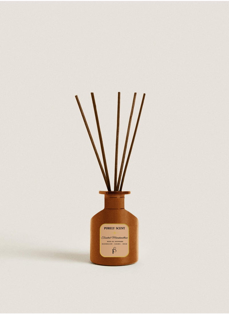 PURELY SCENT Toasted Marshmallow Reed Oil Diffuser, 6.7 Fl Oz/200 ML, 6 Reed Sticks, Aromatherapy, Fragrant Diffuser, Lasts Upto 3 Months  - Image 1