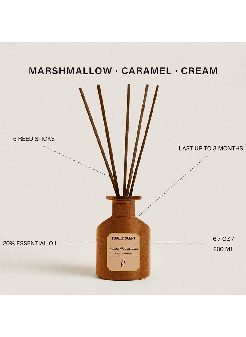 PURELY SCENT Toasted Marshmallow Reed Oil Diffuser, 6.7 Fl Oz/200 ML, 6 Reed Sticks, Aromatherapy, Fragrant Diffuser, Lasts Upto 3 Months  - Image 3