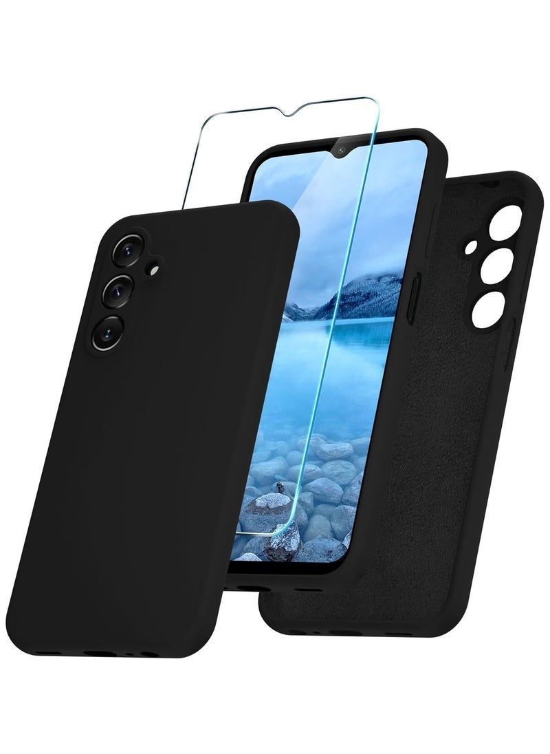 JAJEEK Samsung Galaxy A25 5G Case – Silicone Phone Case with 1 Screen Protector, Soft Anti-Scratch Microfiber Lining, Full Body Shockproof Slim Cover, Supports Wireless Charging, Black - Image 1