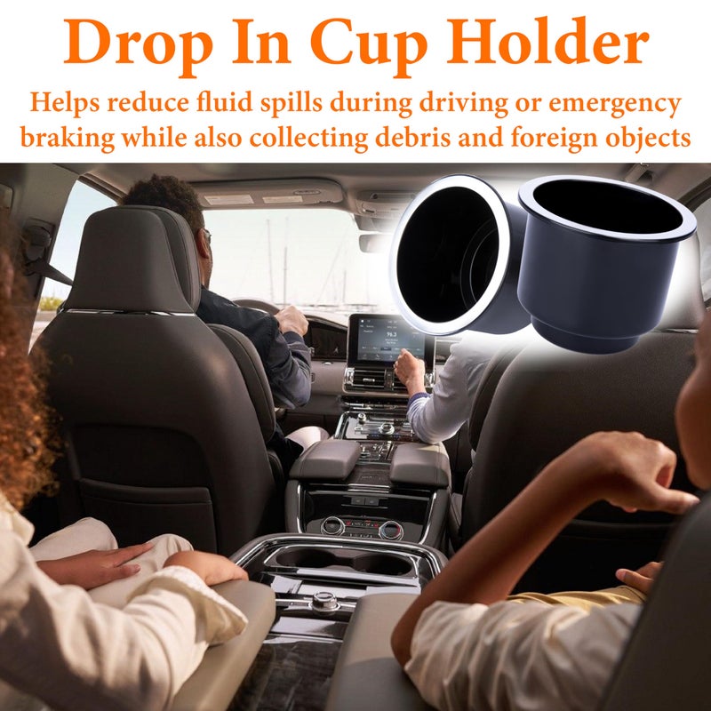 Sixzoo 2PCS Cup Holder Insert, Plastic Cupholder Insert for Car, Universal Drop In Cup Holder, Car Seat Cups Holders Replacement for Sofa Boat Rv Couch Golf Cart Truck Poker Table, for 2.8" to 3.7" Cups Base - Image 5