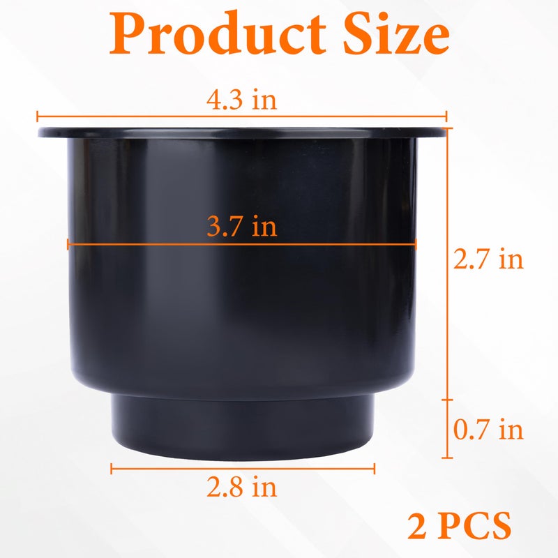 Sixzoo 2PCS Cup Holder Insert, Plastic Cupholder Insert for Car, Universal Drop In Cup Holder, Car Seat Cups Holders Replacement for Sofa Boat Rv Couch Golf Cart Truck Poker Table, for 2.8" to 3.7" Cups Base - Image 2