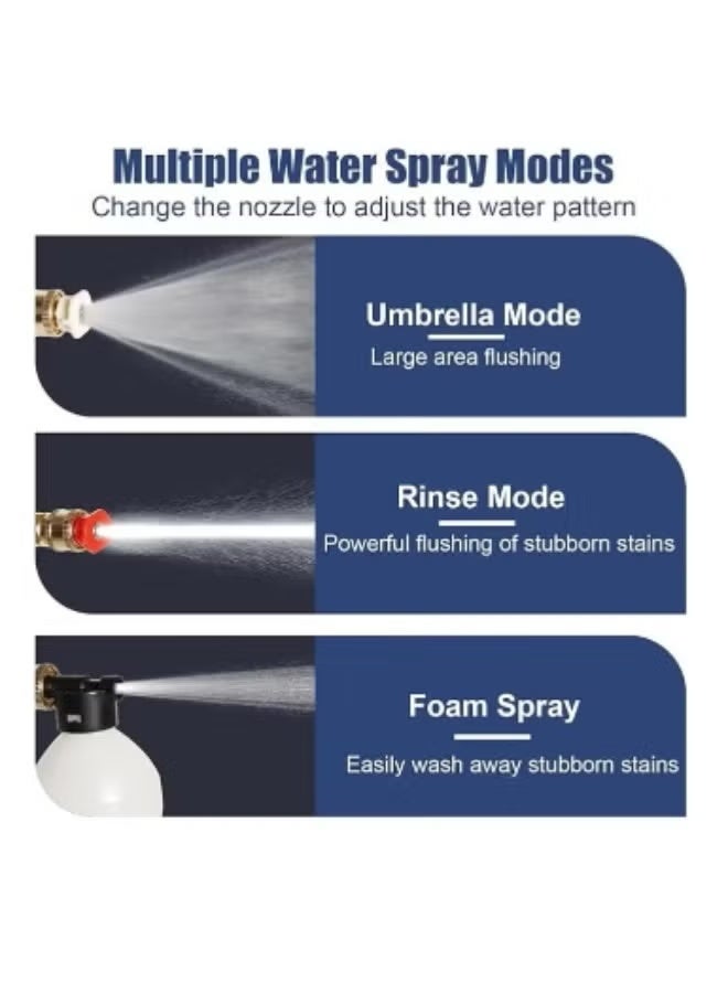 TIGER Portable High Pressure Water Gun with Dual Rechargeable 48V Lithium Batteries, Cordless Jet Washer, 5m Hose & 3 Nozzles for Car Cleaning, Home Washing, Garden Rinsing & Outdoor Use - Image 4