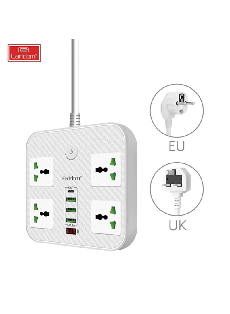 أيرلدوم Earldom ES-SC06 كابل تمديد متعدد المنافذ 4 مقابس مع منافذ USB - Image 1