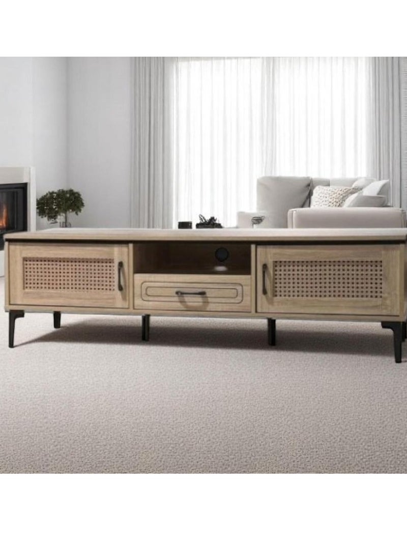 l'elefante Elite Wooden TV Stand with Extra-Large Storage Cabinets & Silent Drawer, Premium TV Console for Living Room Lounge Entertainment Hub