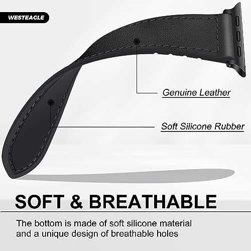 WestEagle Magnetic Leather Bands Compatible with Apple Watch 49mm 46mm 45mm 44mm 42mm(S3/2/1) for Men Women, Genuine Leather with Magnetic Buckle for iWatch Ultra1/2/3 Series SE11/10/9/8/7/6/5/4/3/2/1 - Image 4