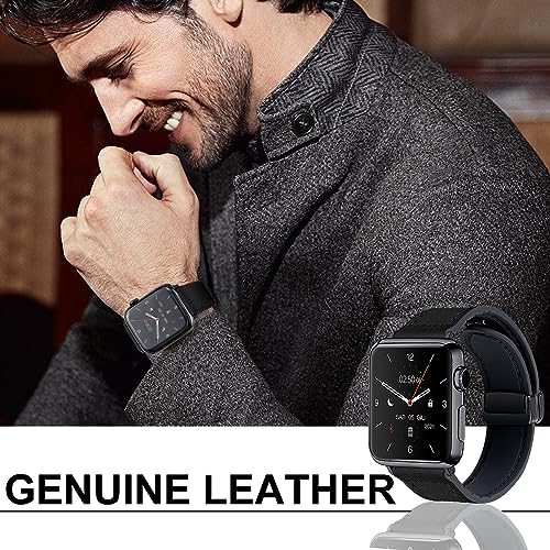 WestEagle Magnetic Leather Bands Compatible with Apple Watch 49mm 46mm 45mm 44mm 42mm(S3/2/1) for Men Women, Genuine Leather with Magnetic Buckle for iWatch Ultra1/2/3 Series SE11/10/9/8/7/6/5/4/3/2/1 - Image 2