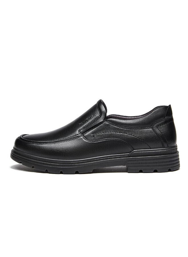 Connell Connei Men's Business Casual Shoes Slip-on Flat Heel Business Leather Shoes Lightweight Casual Leather Shoes Men Black Size 42 - Image 3