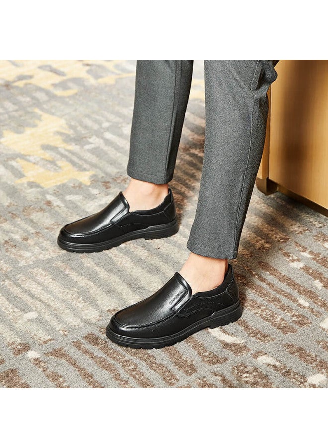 Connell Connei Men's Business Casual Shoes Slip-on Flat Heel Business Leather Shoes Lightweight Casual Leather Shoes Men Black Size 42 - Image 2