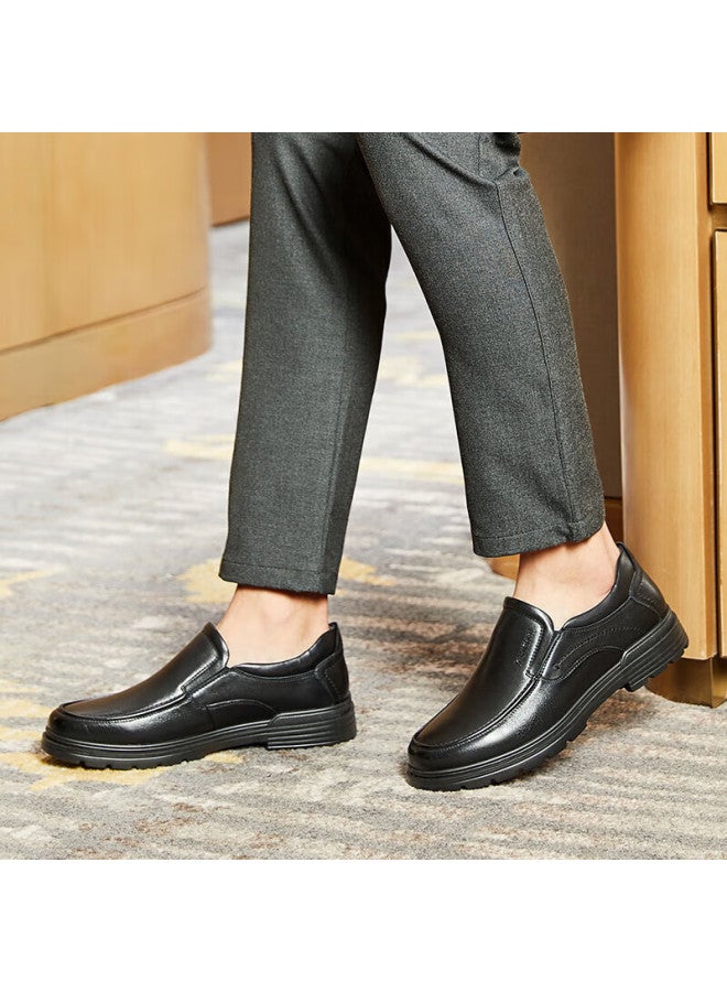 Connell Connei Men's Business Casual Shoes Slip-on Flat Heel Business Leather Shoes Lightweight Casual Leather Shoes Men Black Size 42 - Image 1