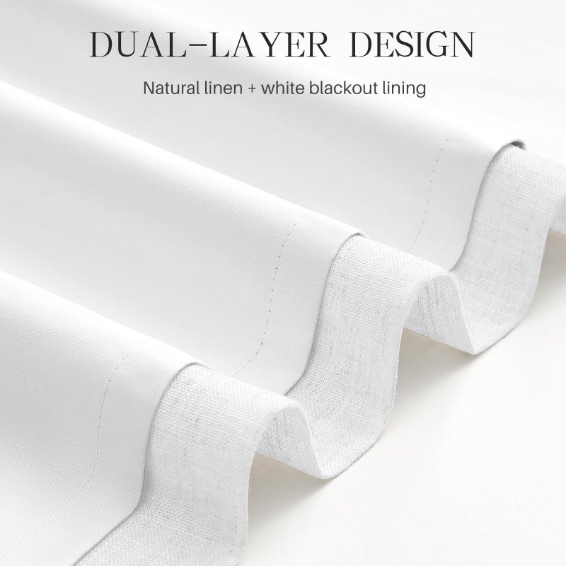 AUSSPVOCT Pinch Pleated Curtains 100% Blackout Linen Curtains 95 Inches Long for Bedroom Living Room, White Memory Trained Thermal Insulated Room Darkening Window Pleat Drapes with Hooks, 2 Panels, 40"Wx95"L - Image 4