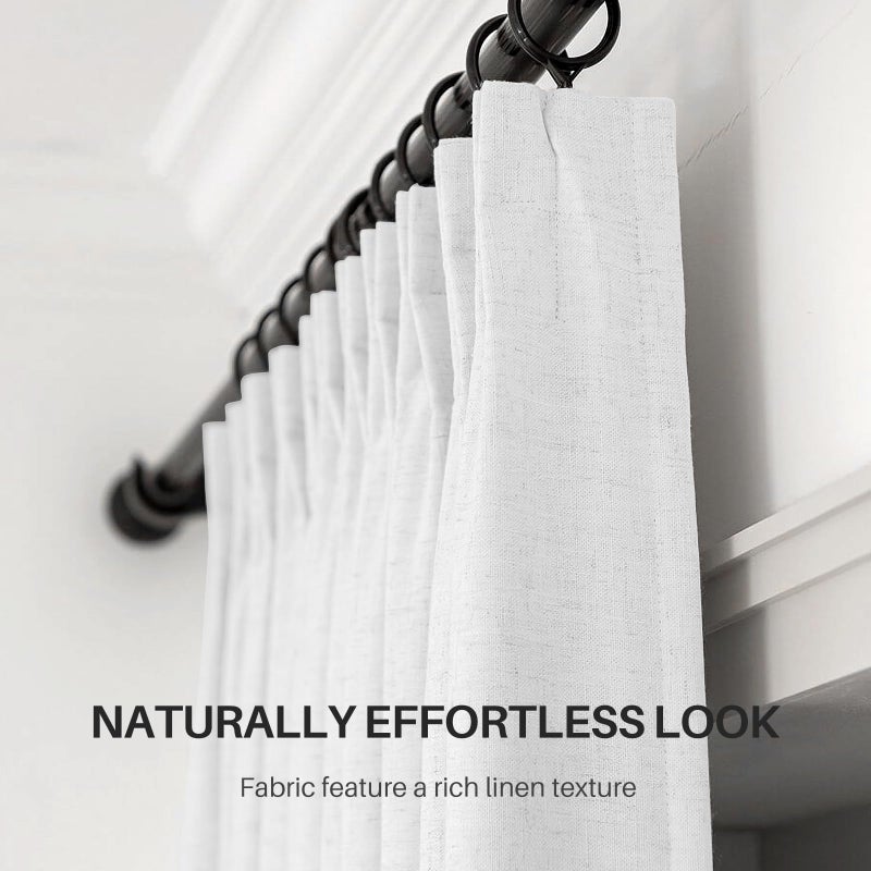 AUSSPVOCT Pinch Pleated Curtains 100% Blackout Linen Curtains 95 Inches Long for Bedroom Living Room, White Memory Trained Thermal Insulated Room Darkening Window Pleat Drapes with Hooks, 2 Panels, 40"Wx95"L - Image 5