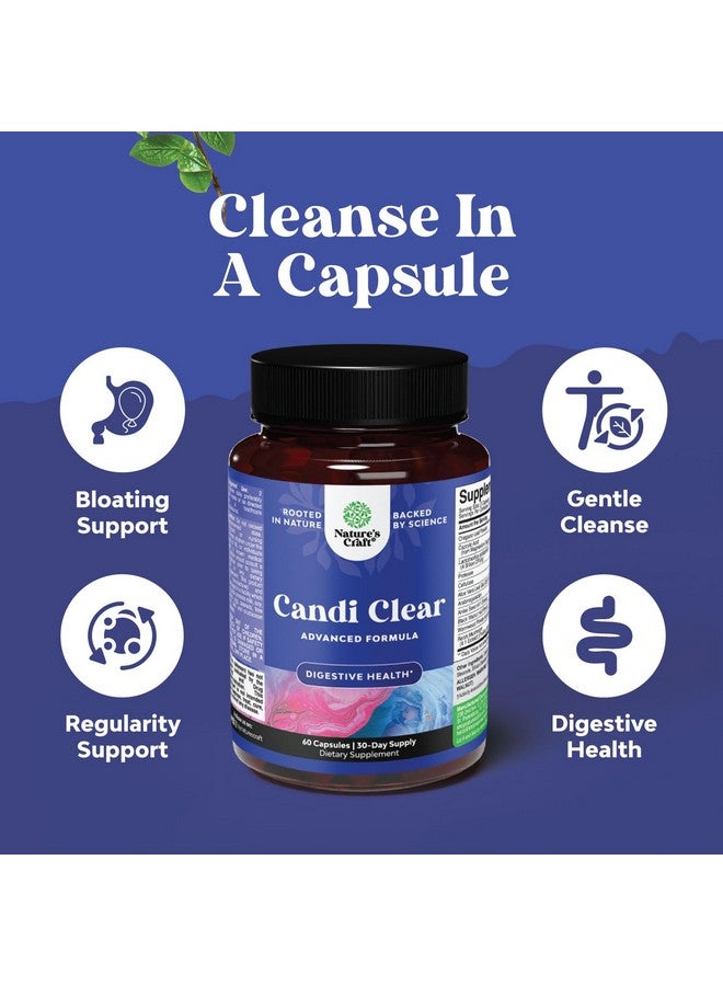 Natures Craft تنظيف الجسم كندي كلير من ناتشرز كرافت للنساء - تنظيف الأمعاء المضاد للنمو الزائد للنساء مع حمض الكابريليك والجوز الأسود والأفسنتين والأوريجانو - تنظيف كامل للجسم مع البروبيوتيك والبريبيوتيك - Image 4