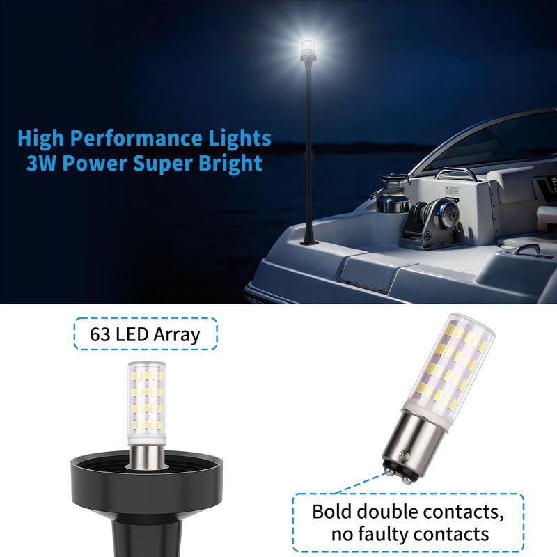 Obcursco Boat Stern Lights, Telescoping Pole 27"-48" LED Anchor Light with Base, 12V Adjustable 3NM 360Â° Navigation Lighting for Pontoon, Yacht, Bass, and Fishing Boats (27"-48", Black) - Image 4