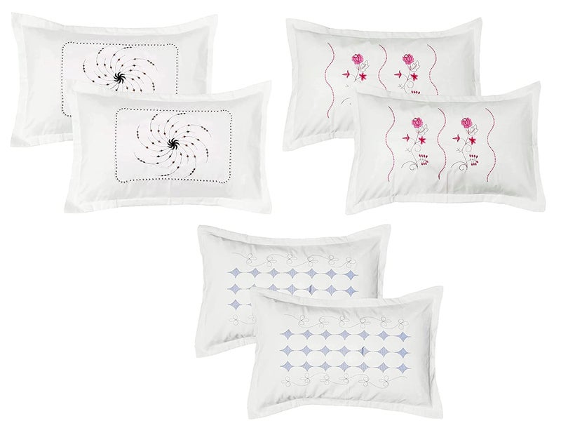 Rj Products Embroidery Pillow Covers Set of 6 Piece White - Image 1