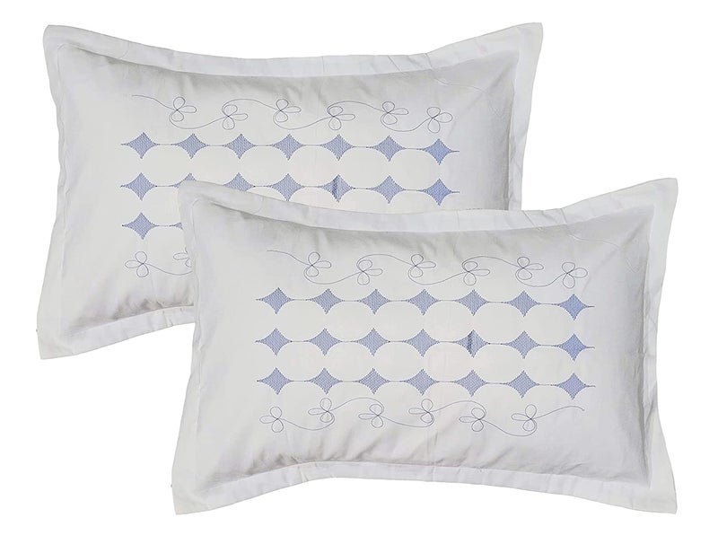 Rj Products Embroidery Pillow Covers Set of 6 Piece White - Image 3