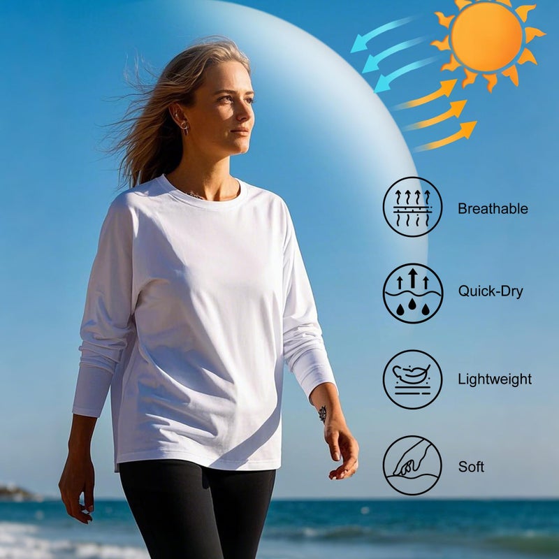 HovSiyla 5 Pack Women Long Sleeve Shirts Running UV Rash Guard Casual Tops Sun Protection Workout Hiking T Shirts for Women Black White Dark-Green Lime Dark-Pink Large - Image 5